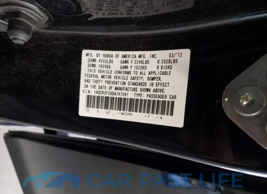 1HGCR2F3XDA147041# 12