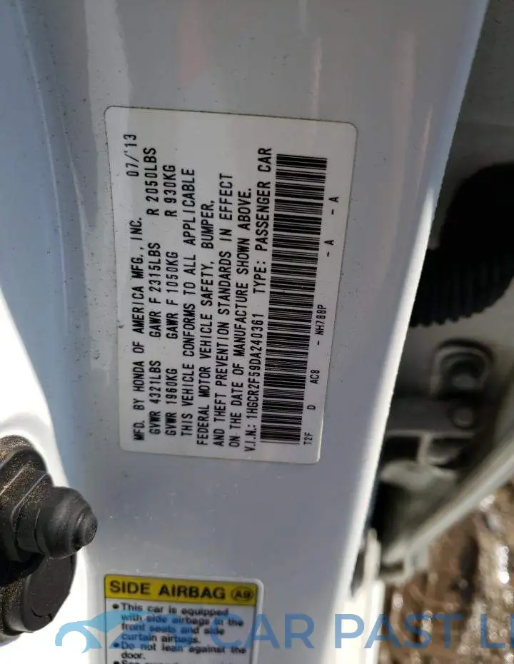1HGCR2F59DA240361# 12
