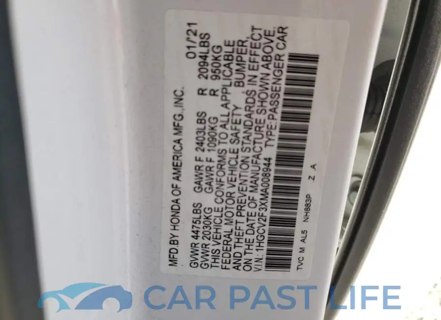 1HGCV2F3XMA008944# 10