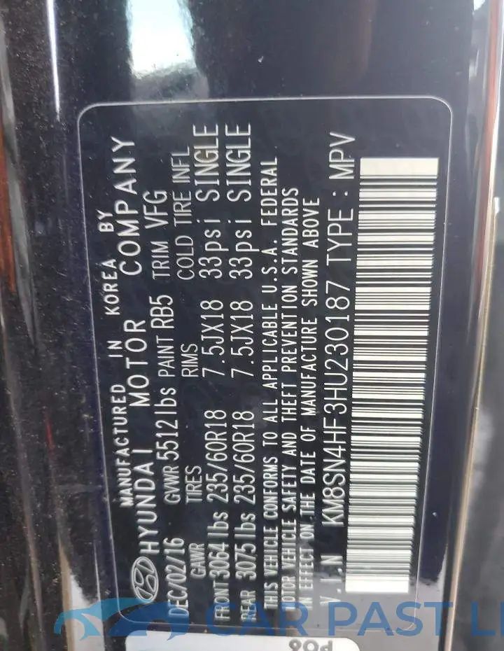 KM8SN4HF3HU230187# 13