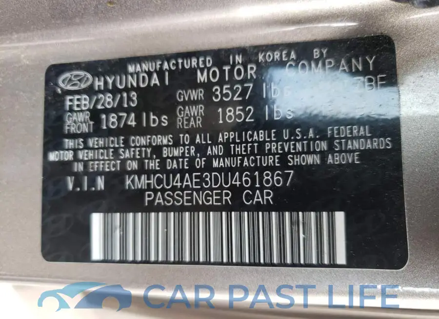 KMHCU4AE3DU461867# 12