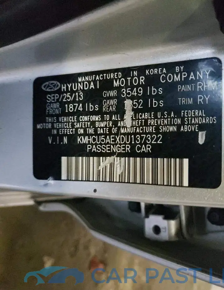 KMHCU5AEXDU137322# 12