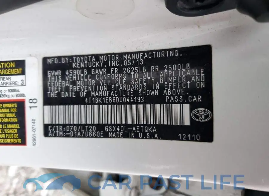 4T1BK1EB6DU044193# 12