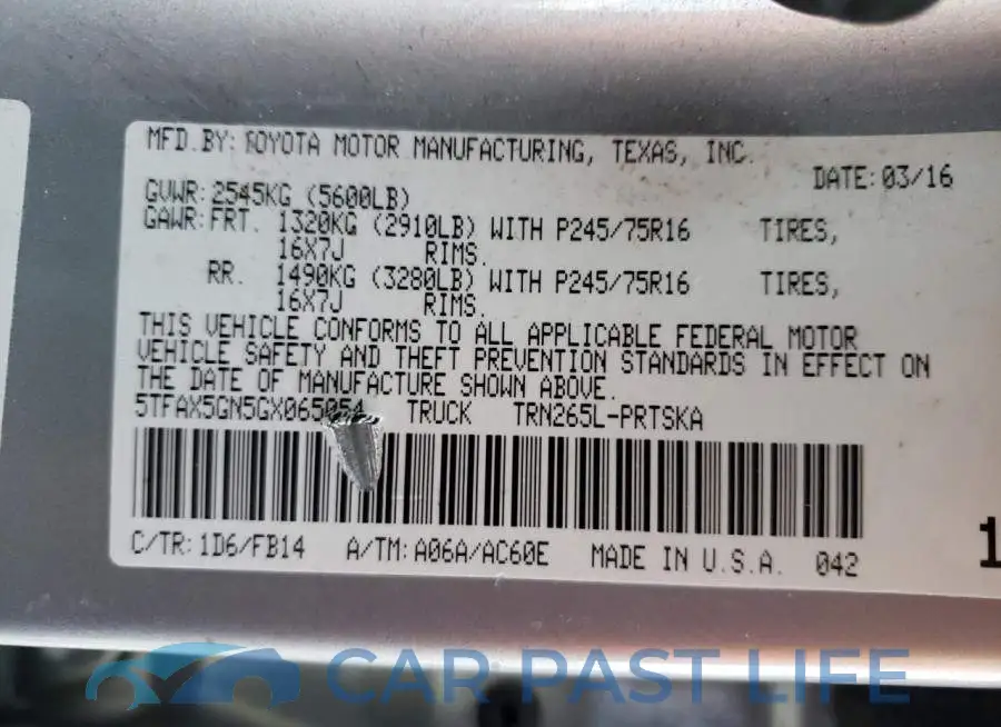 5TFAX5GN5GX065054# 13