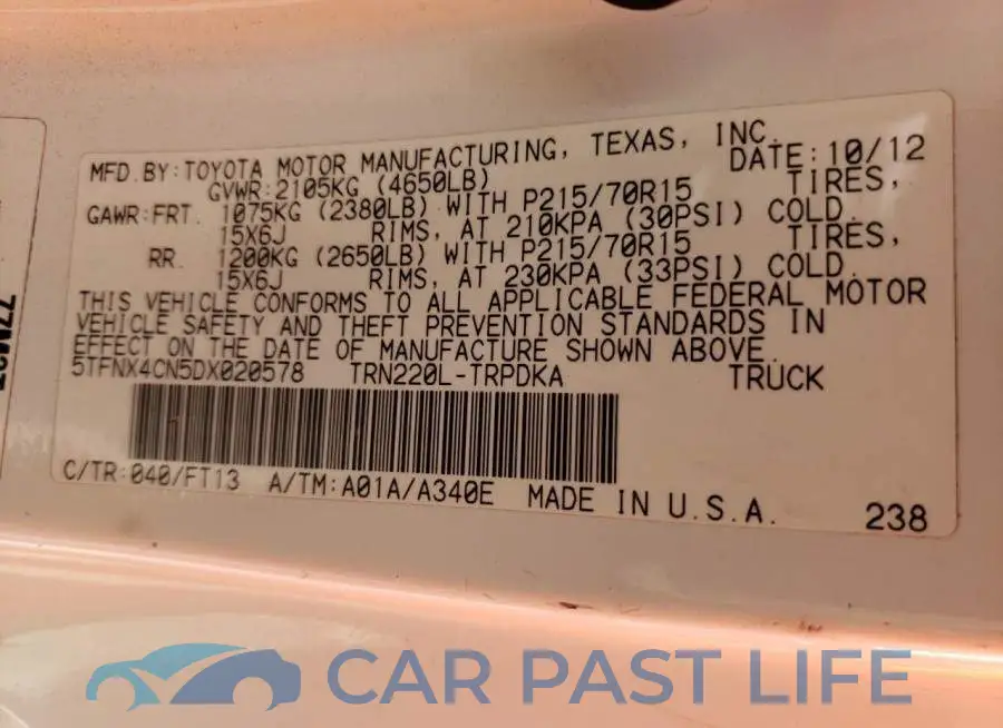 5TFNX4CN5DX020578# 12