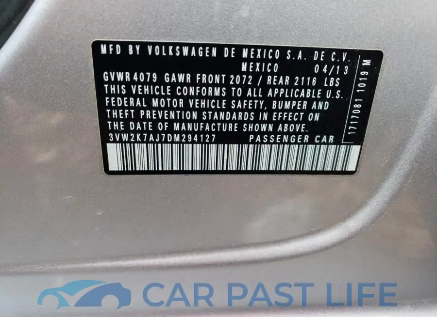 3VW2K7AJ7DM294127# 12