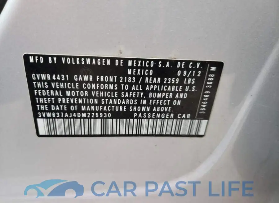 3VW637AJ4DM225930# 12
