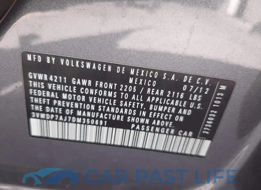 3VWDP7AJ7DM350691# 10