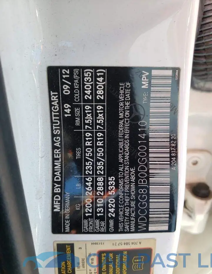 WDCGG8JB0DG001410# 10