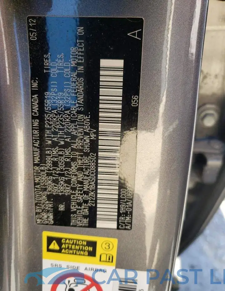 2T2ZK1BA5DC088502# 13
