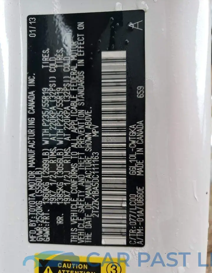 2T2ZK1BA5DC111163# 13