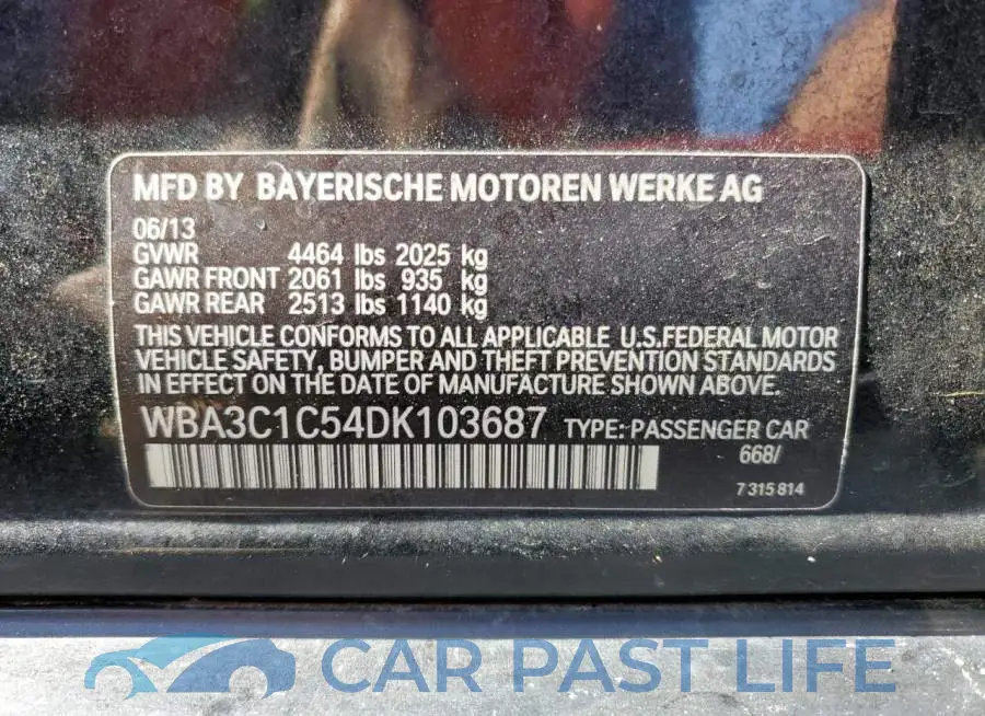 WBA3C1C54DK103687# 12