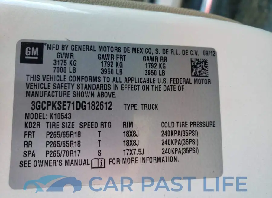 3GCPKSE71DG182612# 10