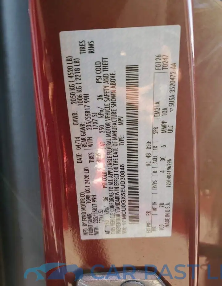 1FMCU0GX5EUD30846# 12