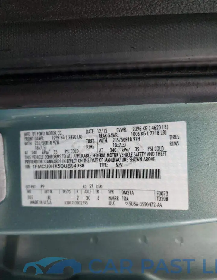 1FMCU0HX5DUB94988# 10