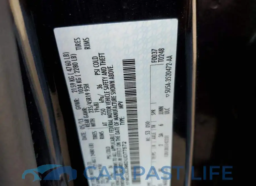 1FMCU0J98DUD77572# 12