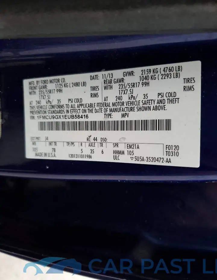 1FMCU9GX1EUB58416# 13