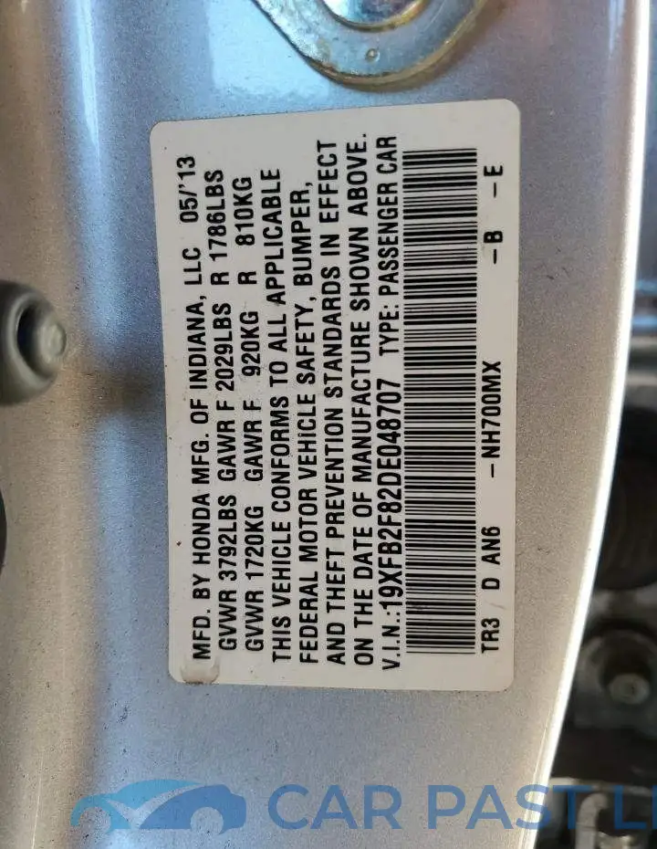 19XFB2F82DE048707# 12