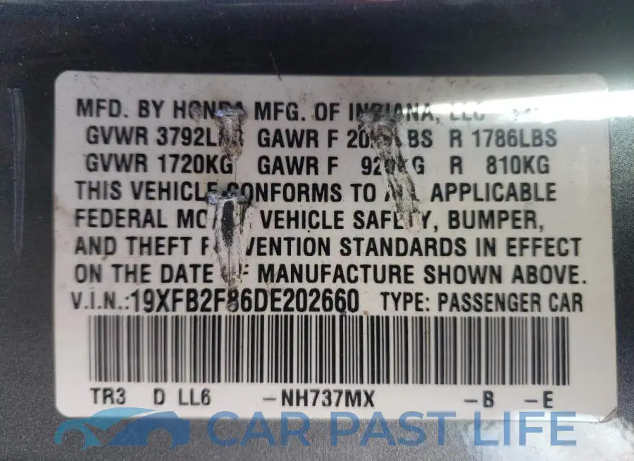 19XFB2F86DE202660# 13