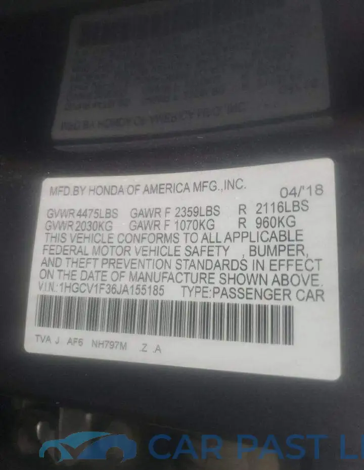 1HGCV1F36JA155185# 10