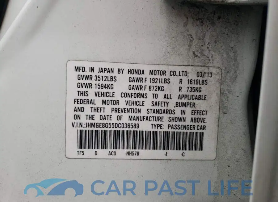 JHMGE8G55DC036589# 12