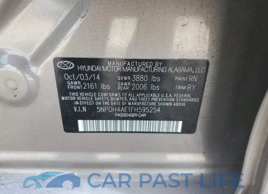 5NPDH4AE1FH595254# 10