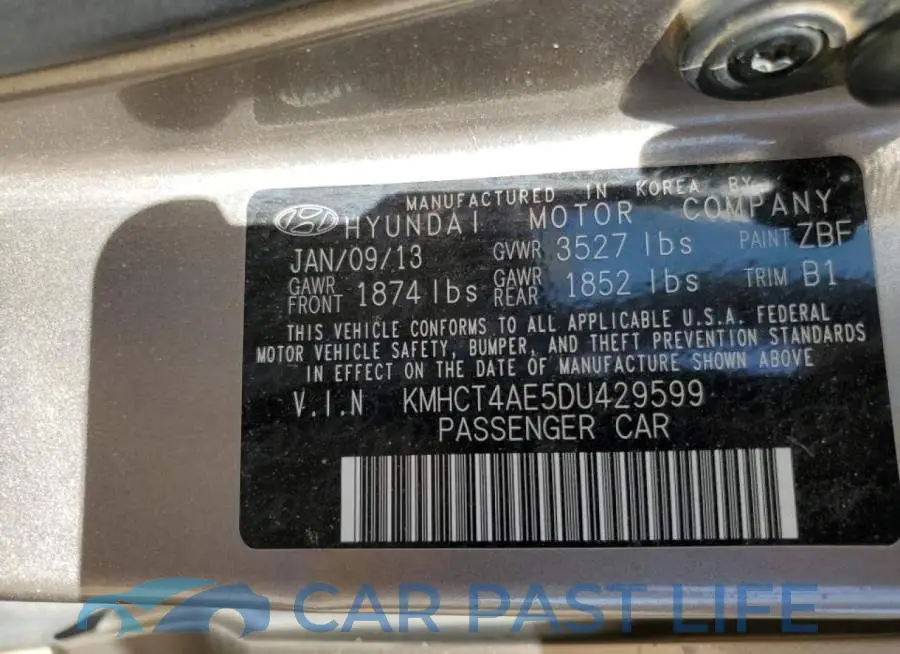 KMHCT4AE5DU429599# 10