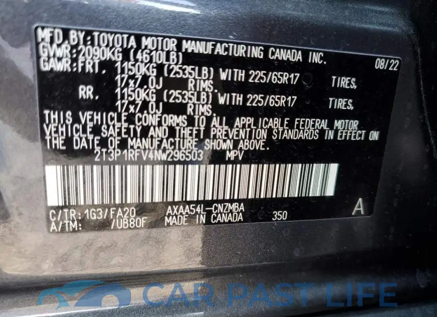 2T3P1RFV4NW296503# 10