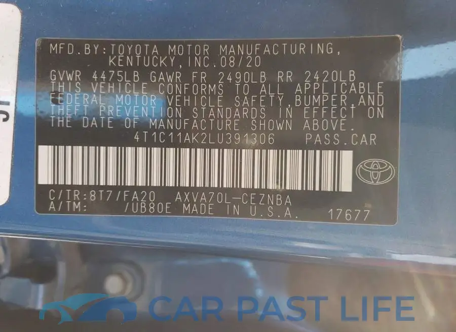 4T1C11AK2LU391306# 12