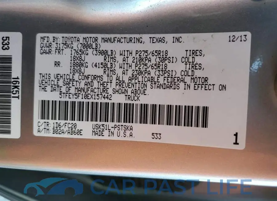 5TFEY5F10EX157442# 12