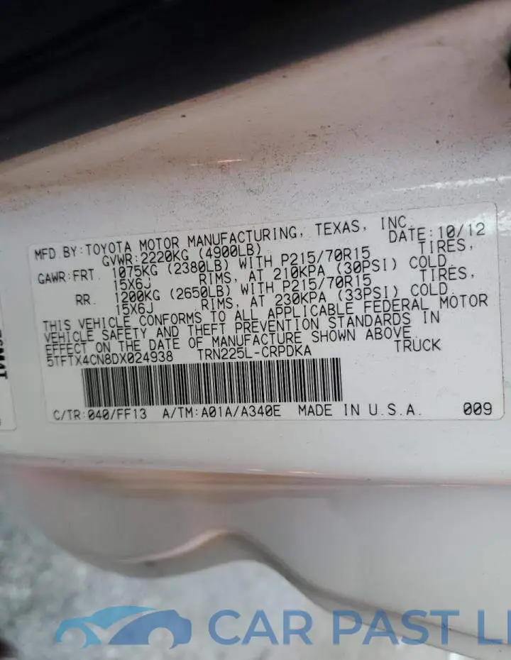 5TFTX4CN8DX024938# 12