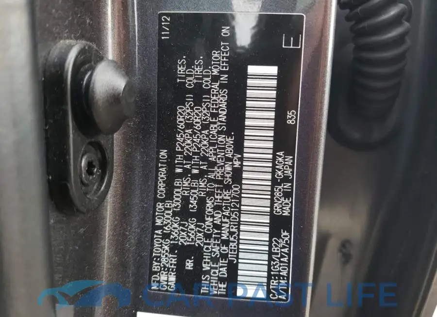 JTEBU5JR1D5121700# 12
