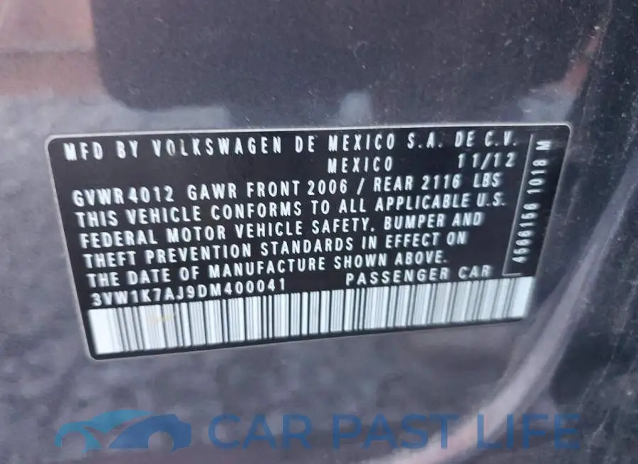 3VW1K7AJ9DM400041# 12