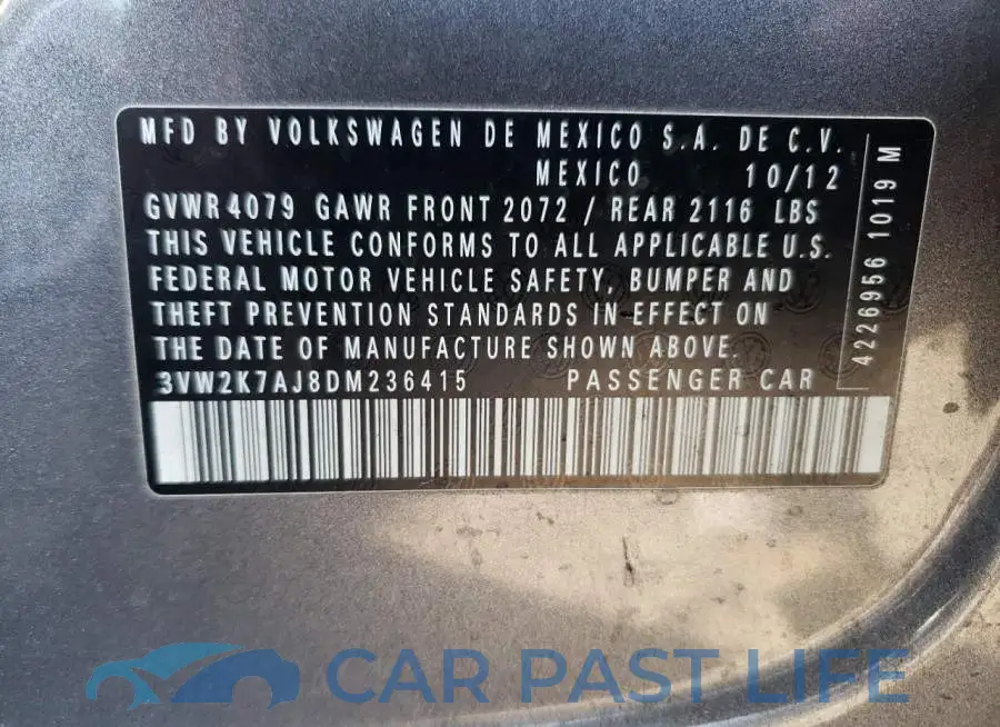 3VW2K7AJ8DM236415# 12