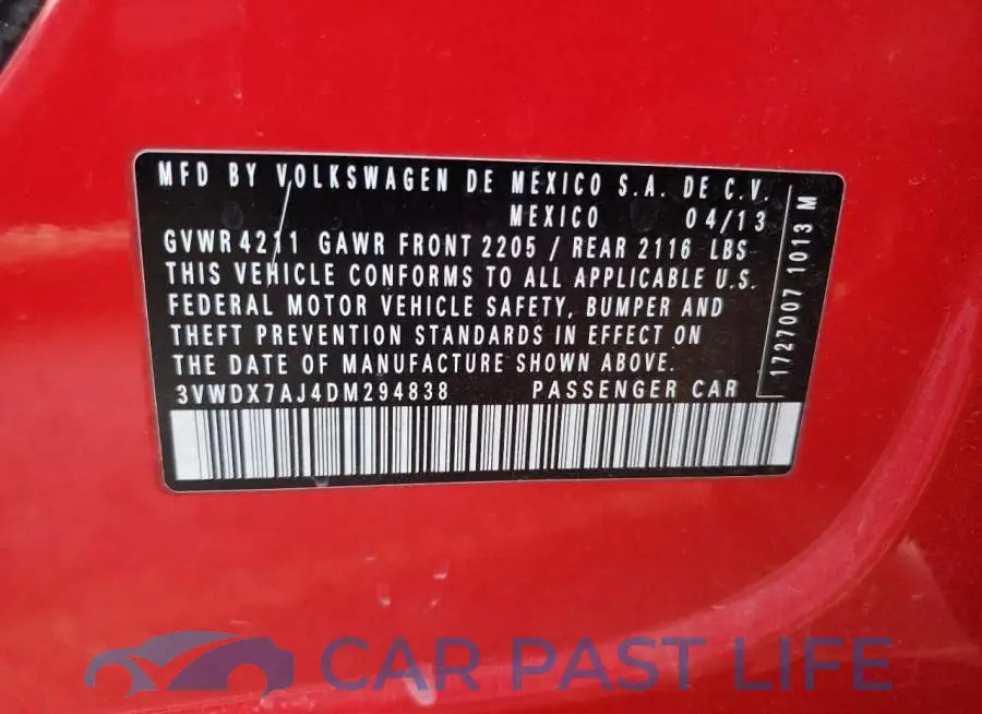 3VWDX7AJ4DM294838# 13