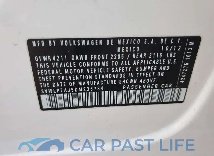 3VWLP7AJ5DM236734# 13