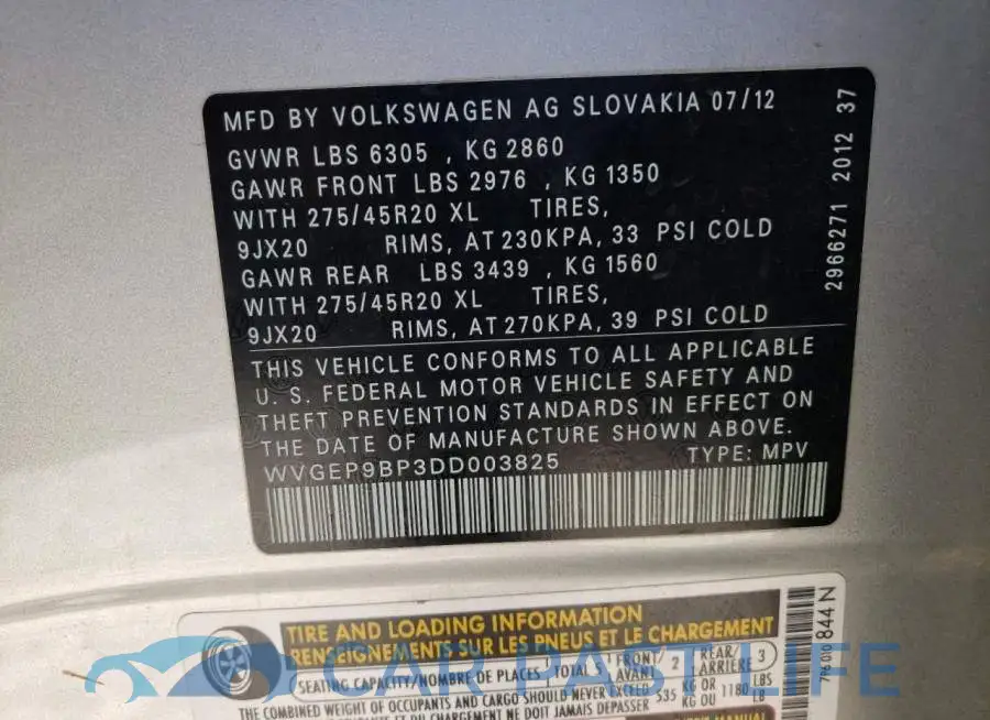 WVGEP9BP3DD003825# 10
