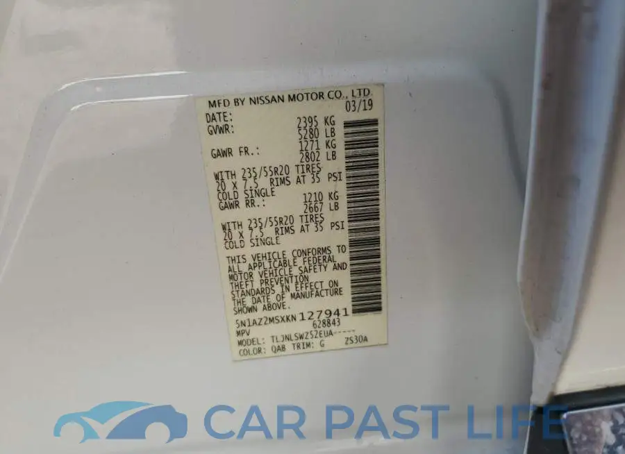 5N1AZ2MSXKN127941# 12