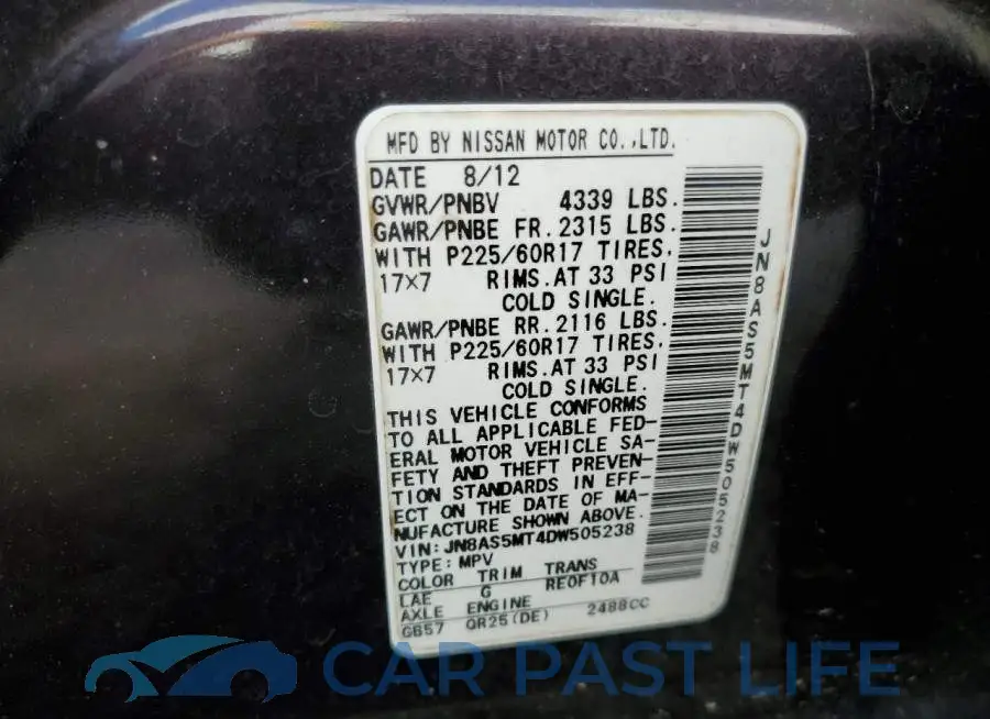 JN8AS5MT4DW505238# 10