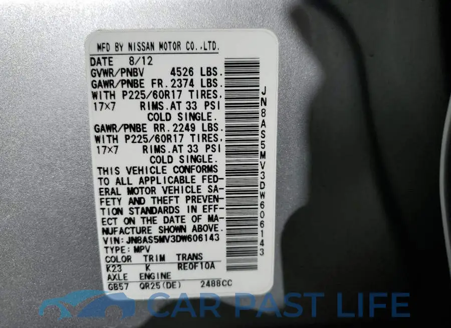 JN8AS5MV3DW606143# 13