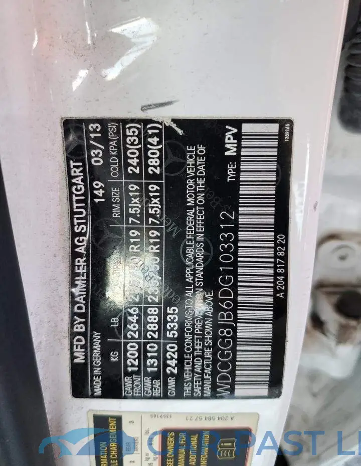 WDCGG8JB6DG103312# 13