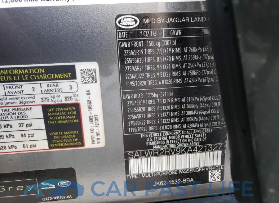 SALWR2RV9KA421327# 13