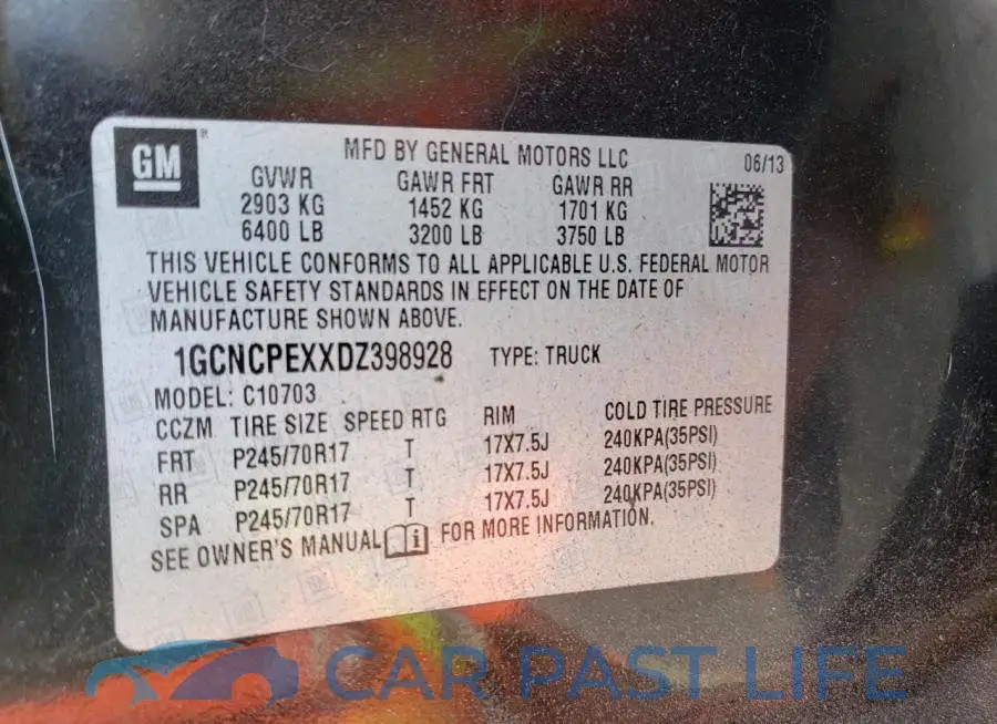 1GCNCPEXXDZ398928# 10
