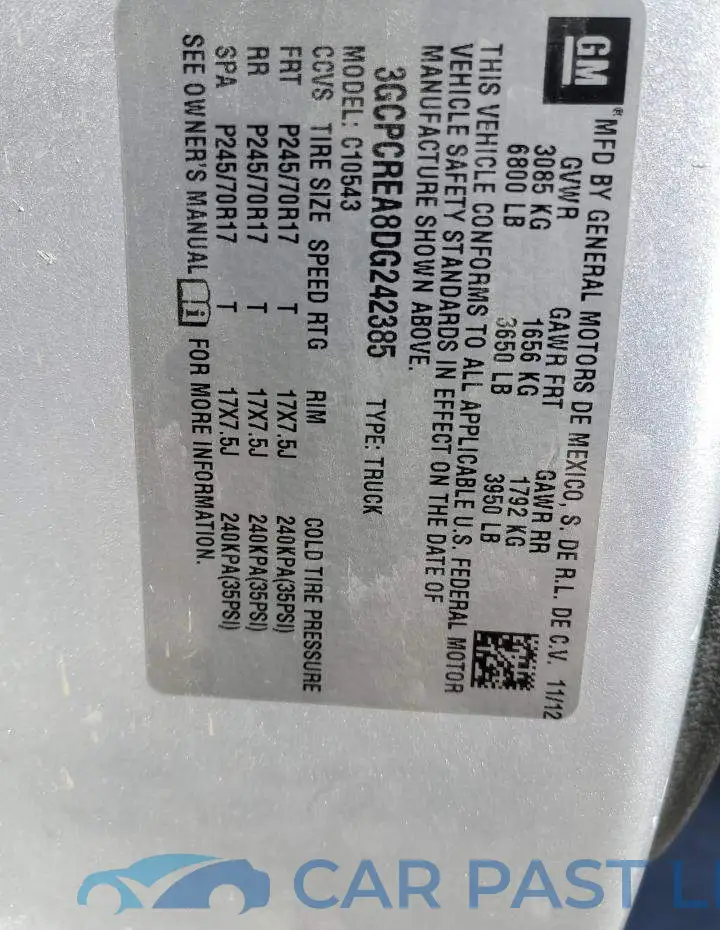 3GCPCREA8DG242385# 12