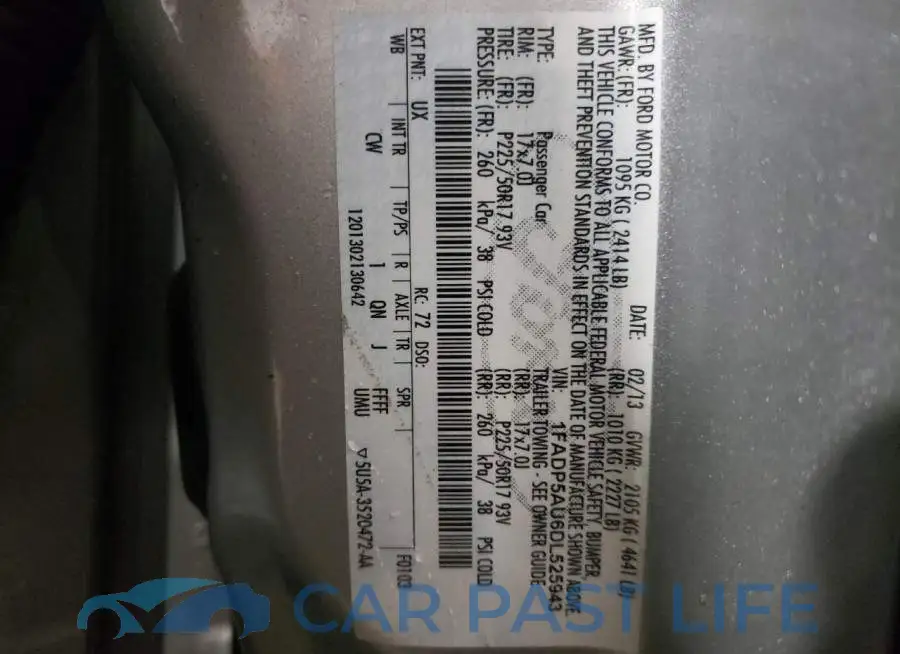 1FADP5AU6DL525943# 10