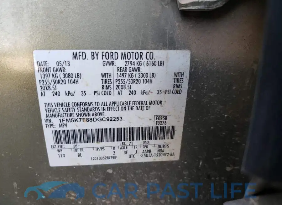 1FM5K7F88DGC92253# 10