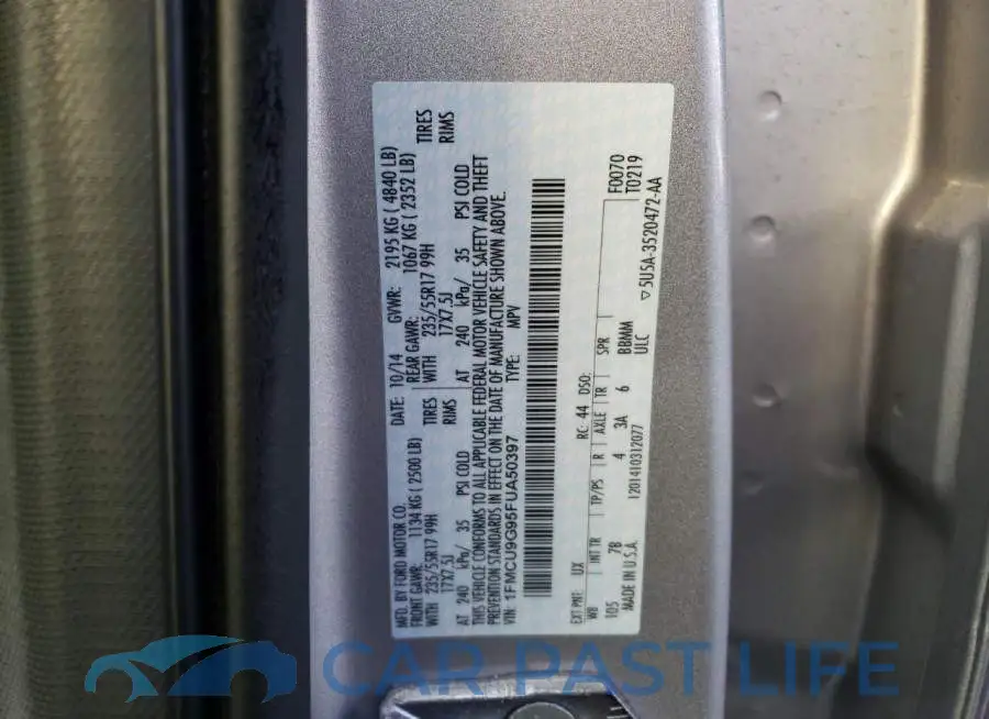 1FMCU9G95FUA50397# 13