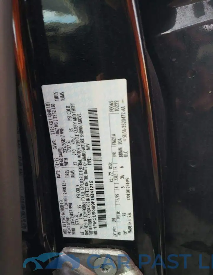 1FMCU9G99FUB41219# 10
