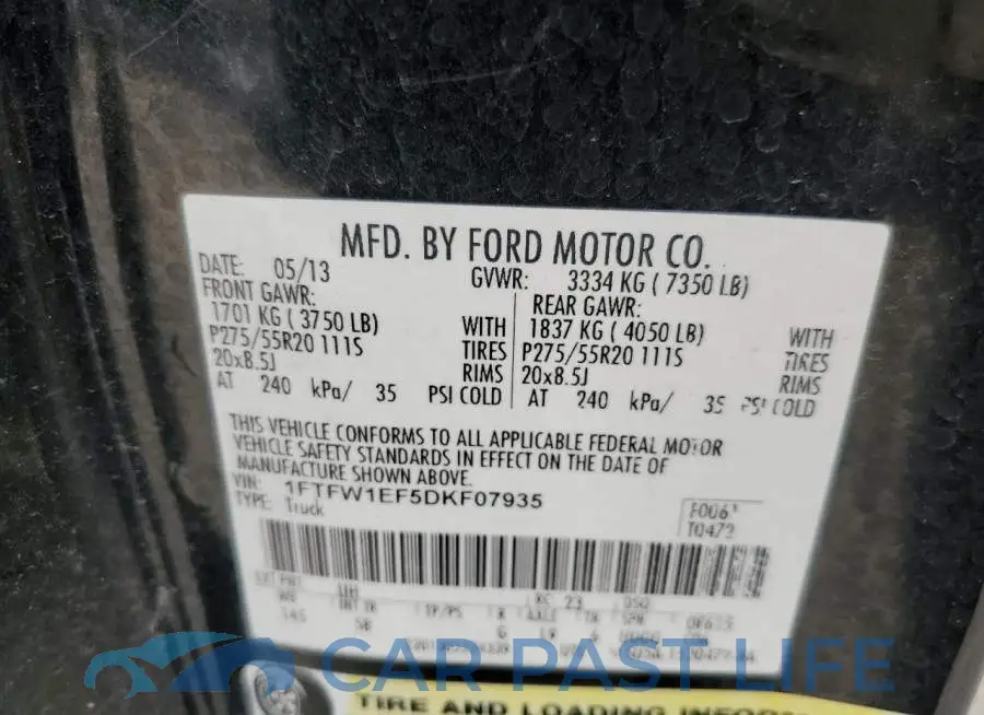 1FTFW1EF5DKF07935# 10