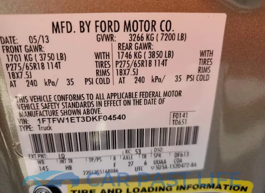 1FTFW1ET3DKF04540# 13
